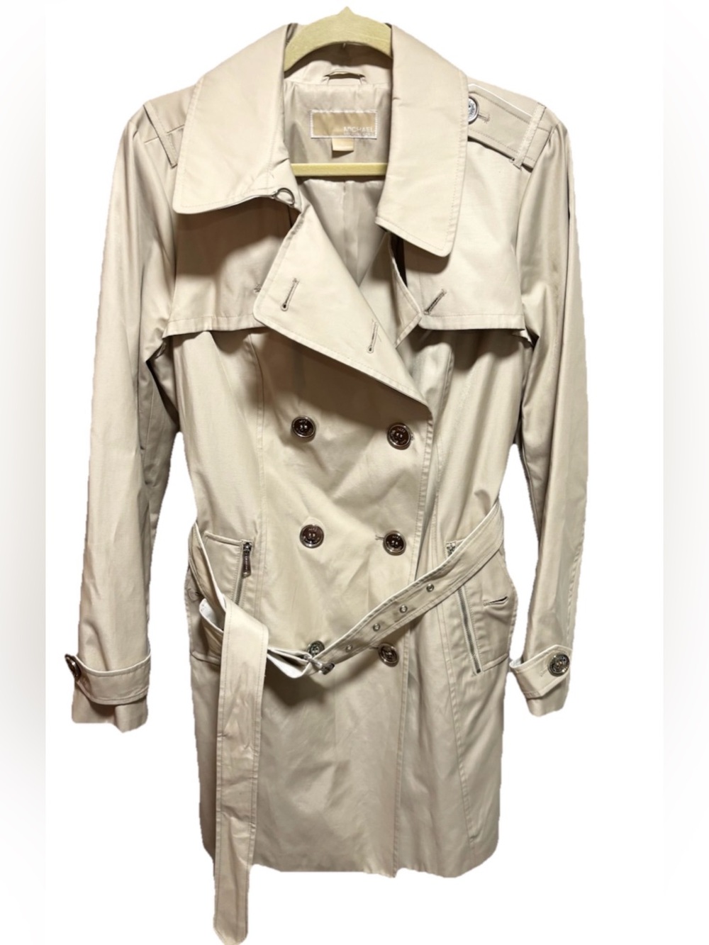 Michael Kors Light Beige Double-Breasted Trench Coat